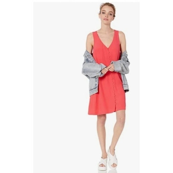 BB DAKOTA Sundowner Hammered Crepe Button Front Shift Dress NWT in Glow (Coral) - Picture 1 of 8